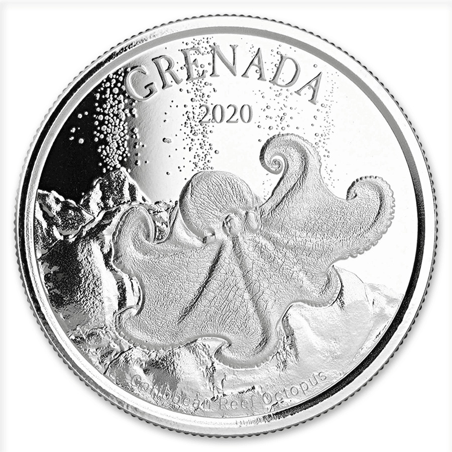 1 oz Grenada Octopus 2020 Silver Coin