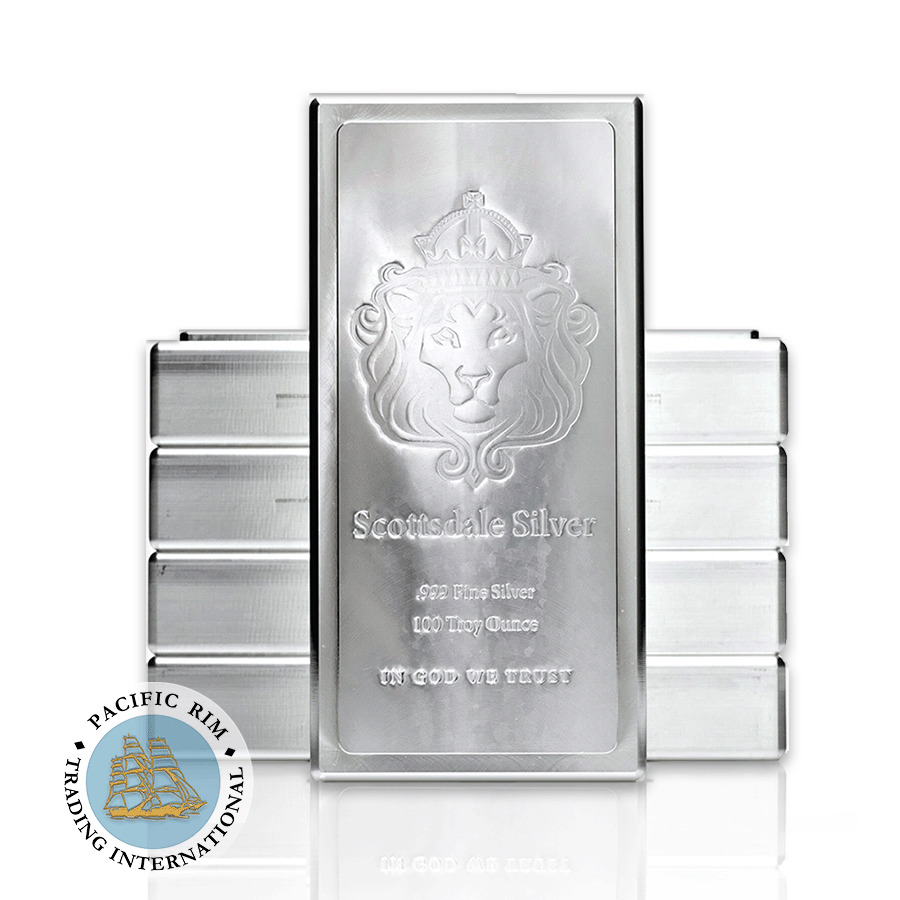 100 oz Stackable Silver Scottsdale Mint Bar